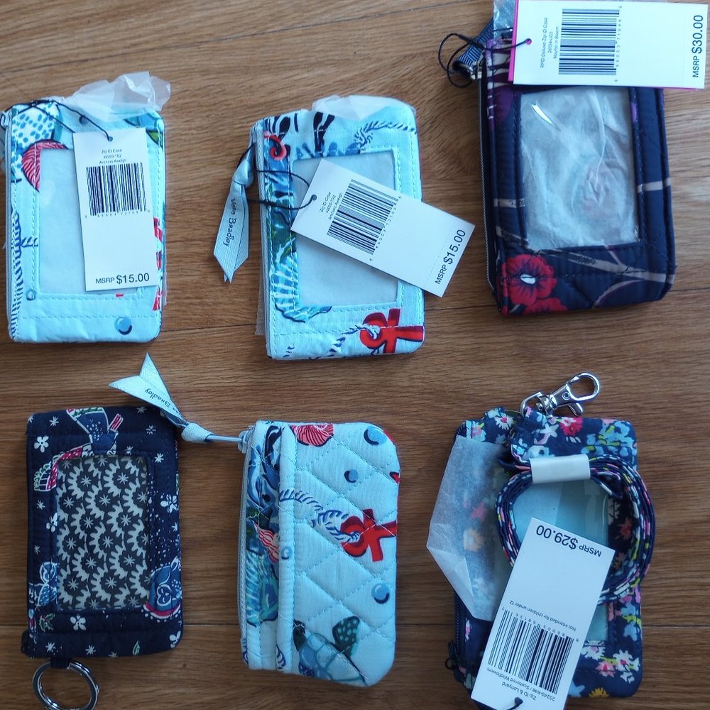 SET OF 6 VERA BRADLEY ZIP ID & ZIP WALLETS_YOU HAVE THEM ALL